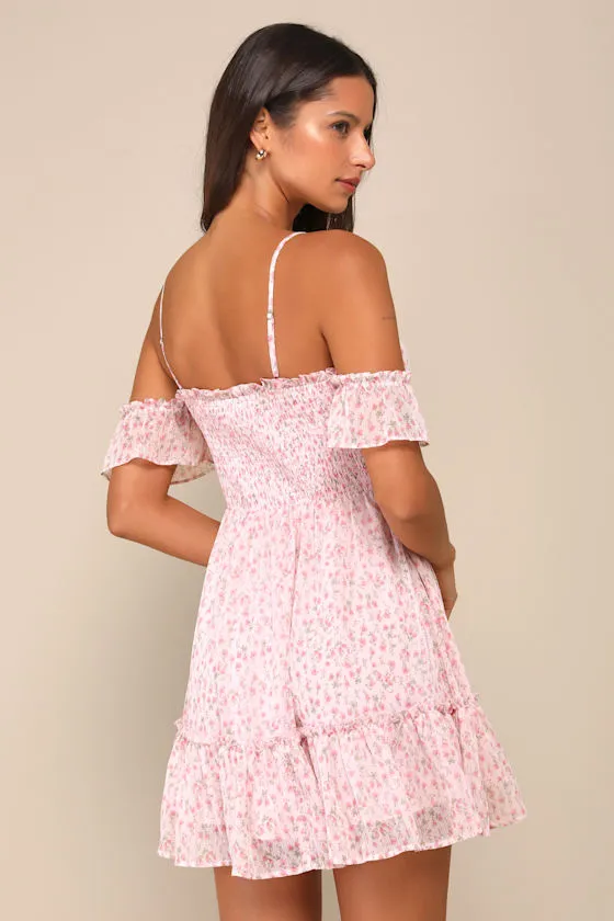 Sweet Feeling Light Pink Floral Cold Shoulder Bustier Mini Dress sold by Lulus product image thumbnail 2