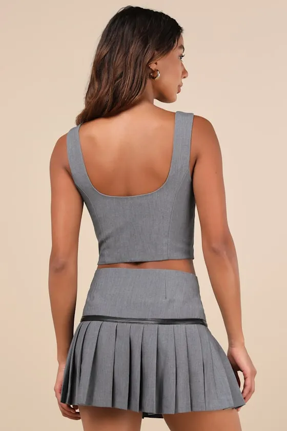 Tate Charcoal Grey Bow Cutout Top sold by Lulus product image thumbnail 3