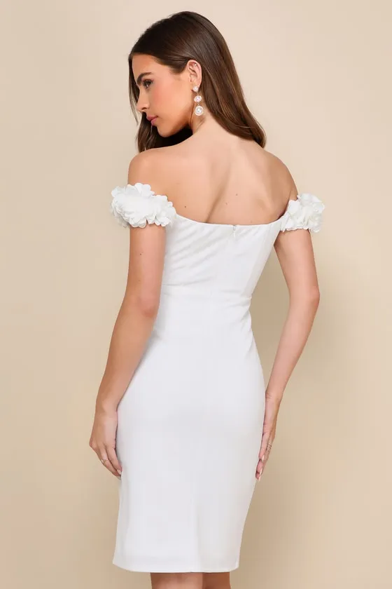 Pretty Presence White Off-the-Shoulder Floral Strap Mini Dress sold by Lulus product image thumbnail 3