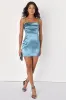 Dancefloor Drama Slate Blue Satin Bodycon Mini Dress sold by Lulus
