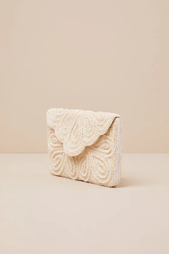 Stunning Addition White Beaded Clutch sold by Lulus product image thumbnail 3