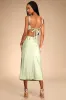 Stun to Remember Sage Green Satin Cowl Neck Cutout Midi Dress sold by Lulus