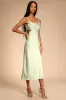 Stun to Remember Sage Green Satin Cowl Neck Cutout Midi Dress sold by Lulus