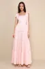 Picturesque Allure Blush Pink Jacquard Tie-Strap Maxi Dress sold by Lulus