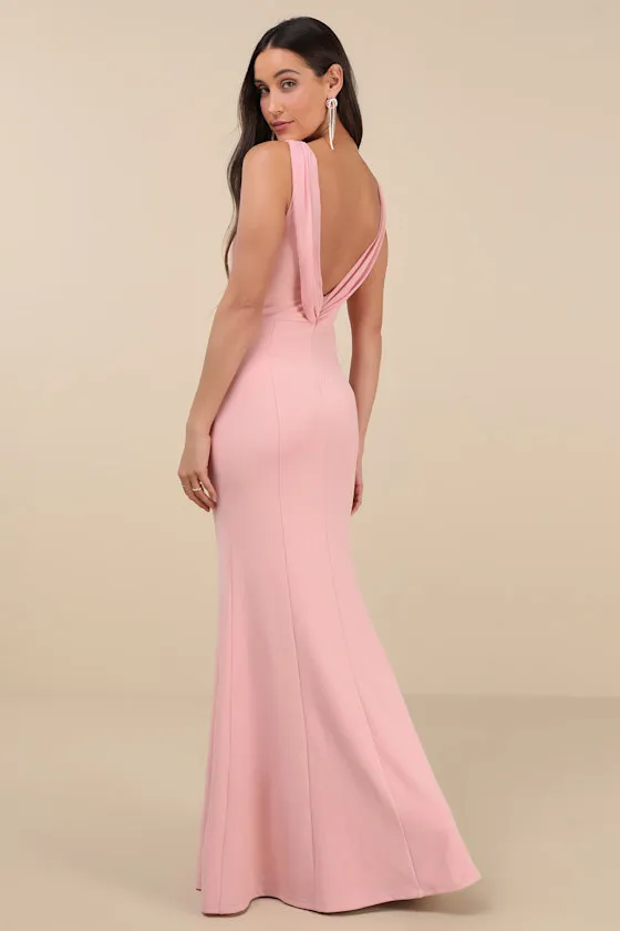 Maike Pink Cowl Back Mermaid Maxi Dress sold by Lulus