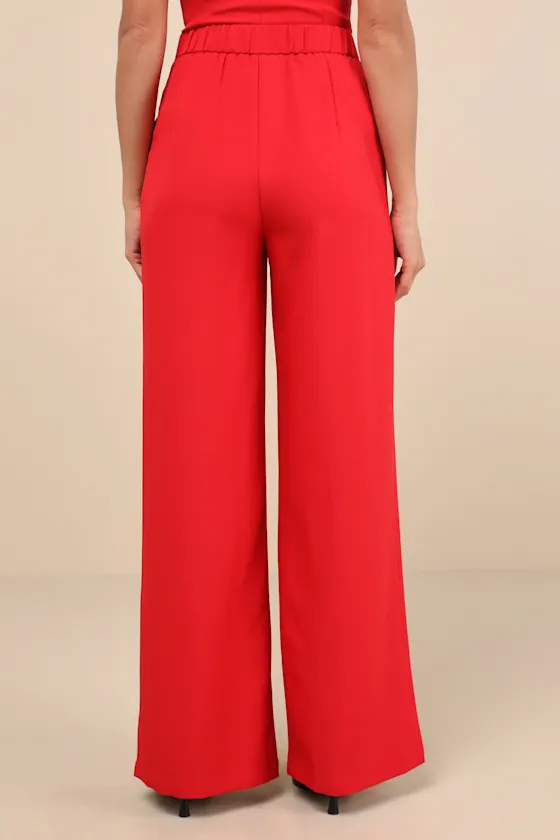Anastasia Red Wide-Leg High-Rise Trouser Pants sold by Lulus product image thumbnail 3