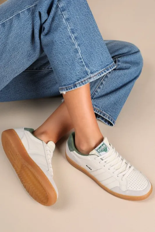Eagle '86 Off White and Evergreen Suede Leather Sneakers sold by Lulus
