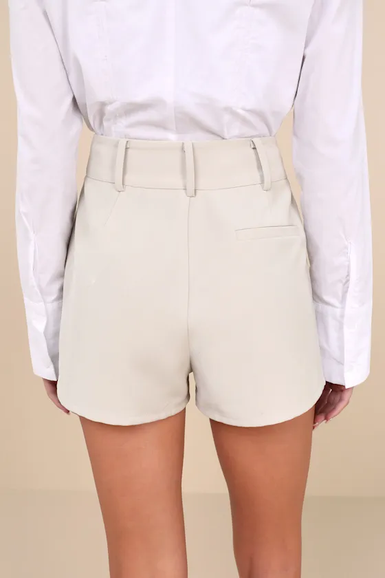 Classic Moment Beige Twill High-Rise Shorts sold by Lulus product image thumbnail 2