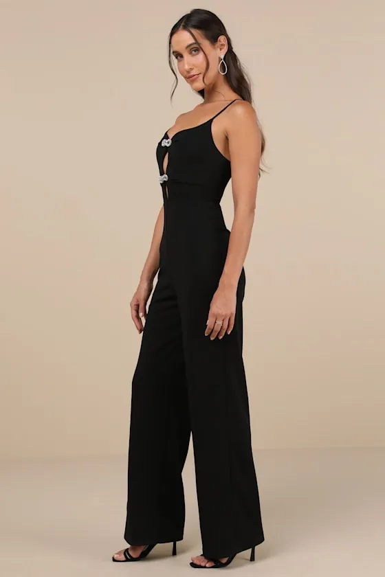 Gorgeous Favorite Black Cutout Rhinestone Bow Jumpsuit sold by Lulus product image thumbnail 3