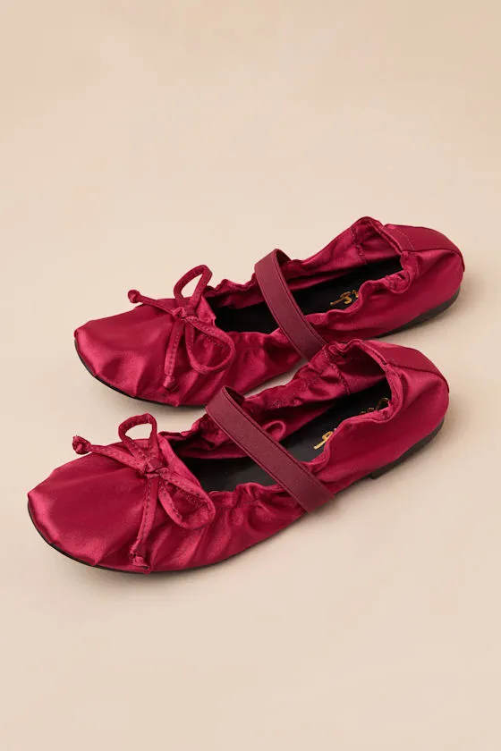 Callinda Red Satin Bow Ballet Flats sold by Lulus product image thumbnail 3