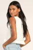 Flouncin' Around Ivory Cropped Ruffled Sweater Tank sold by Lulus
