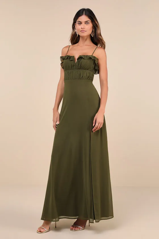 Exemplary Beauty Olive Green Sleeveless Tie-Back Maxi Dress sold by Lulus product image thumbnail 4