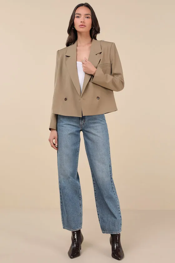 Suave Presence Tan Cropped Blazer sold by Lulus product image thumbnail 4