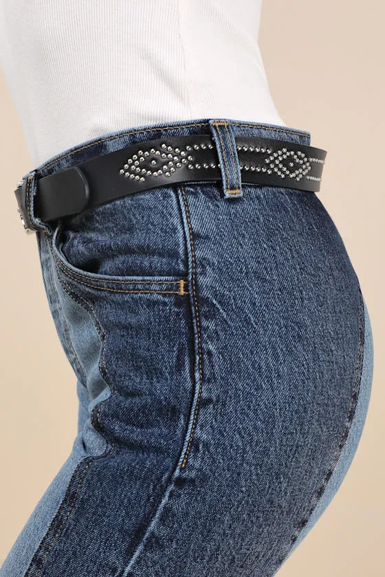 Western Bestie Black Studded Belt sold by Lulus