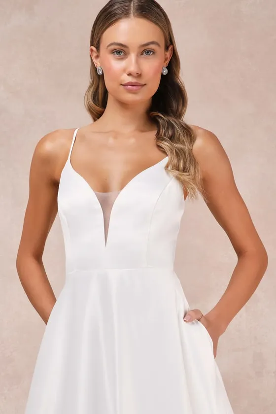 Exceptional Passion White Satin Cutout Maxi Dress With Pockets sold by Lulus product image thumbnail 3