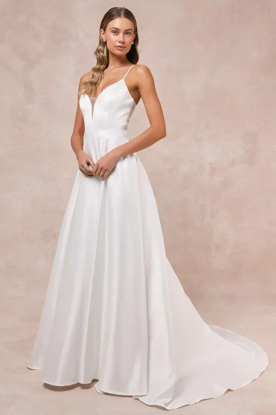 Exceptional Passion White Satin Cutout Maxi Dress With Pockets sold by Lulus product image thumbnail 4