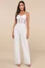 Perfectly Sultry White Sheer Mesh Bustier Wide-Leg Jumpsuit sold by Lulus