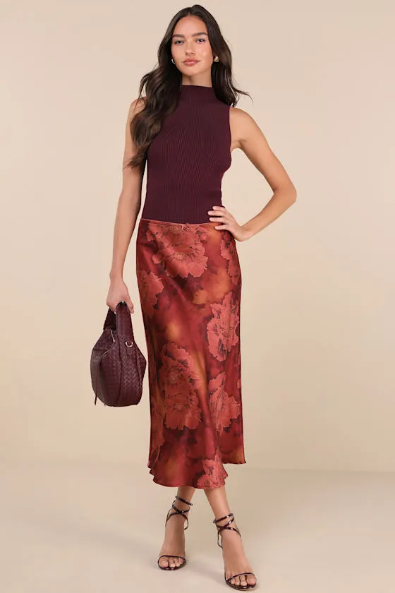 Seasonal Sophistication Plum Ribbed Mock Neck Sweater Tank Top sold by Lulus product image thumbnail 3