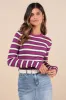 All the Hits Purple and Cream Striped Sweater sold by Lulus