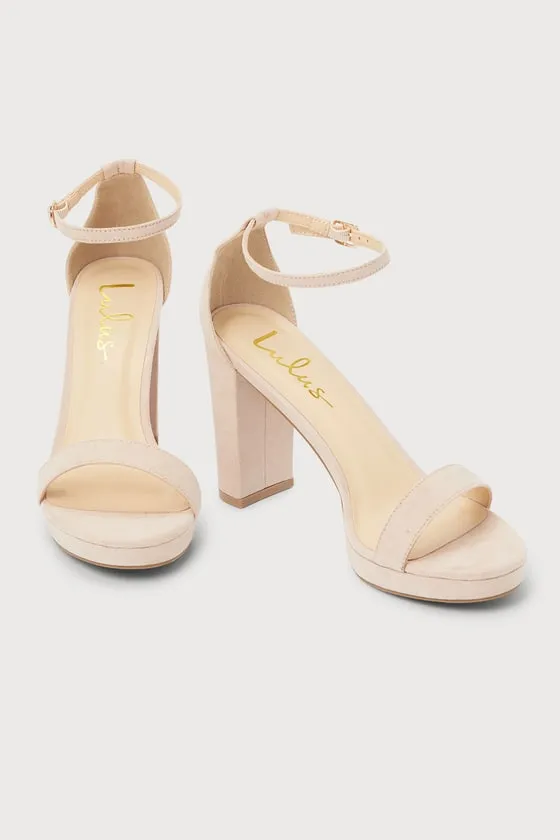 Kinsella Light Nude Suede Platform Ankle Strap High Heels sold by Lulus product image thumbnail 3
