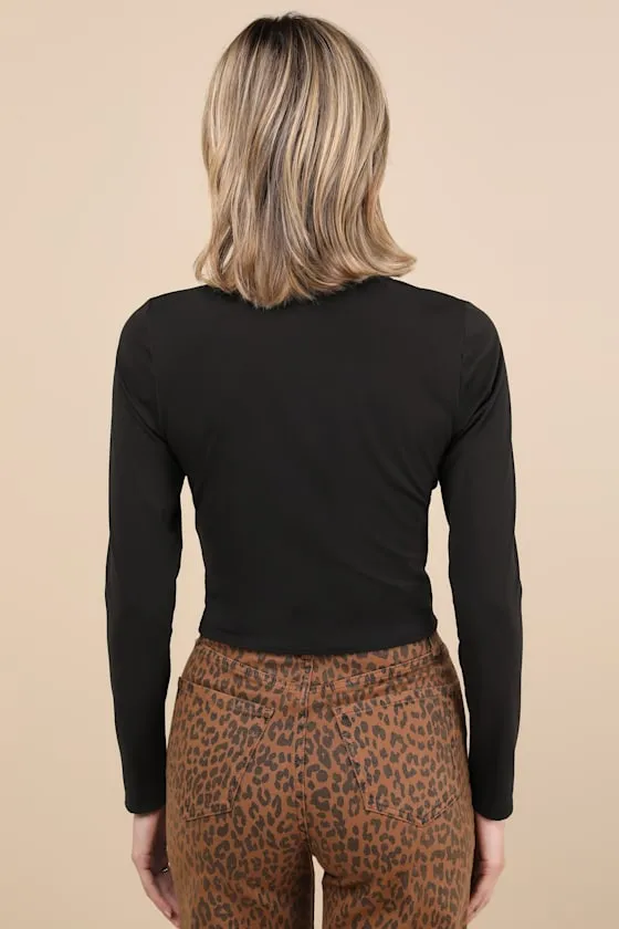 Flirty Possibility Black Twist-Front Crop Top sold by Lulus product image thumbnail 2