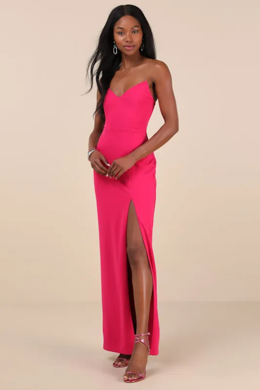 Parveen Hot Pink Strapless Column Maxi Dress sold by Lulus