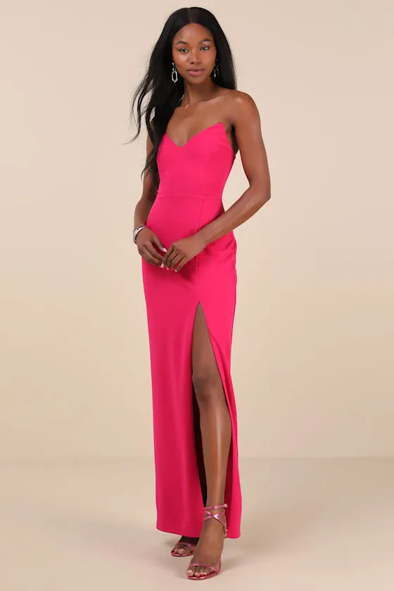 Parveen Hot Pink Strapless Column Maxi Dress sold by Lulus