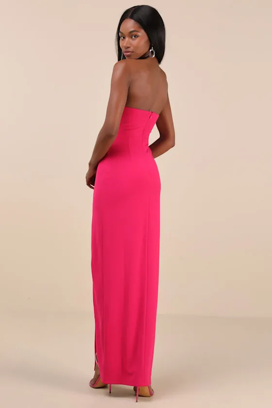 Parveen Hot Pink Strapless Column Maxi Dress sold by Lulus product image thumbnail 2