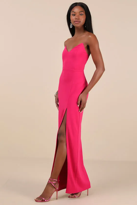 Parveen Hot Pink Strapless Column Maxi Dress sold by Lulus product image thumbnail 3