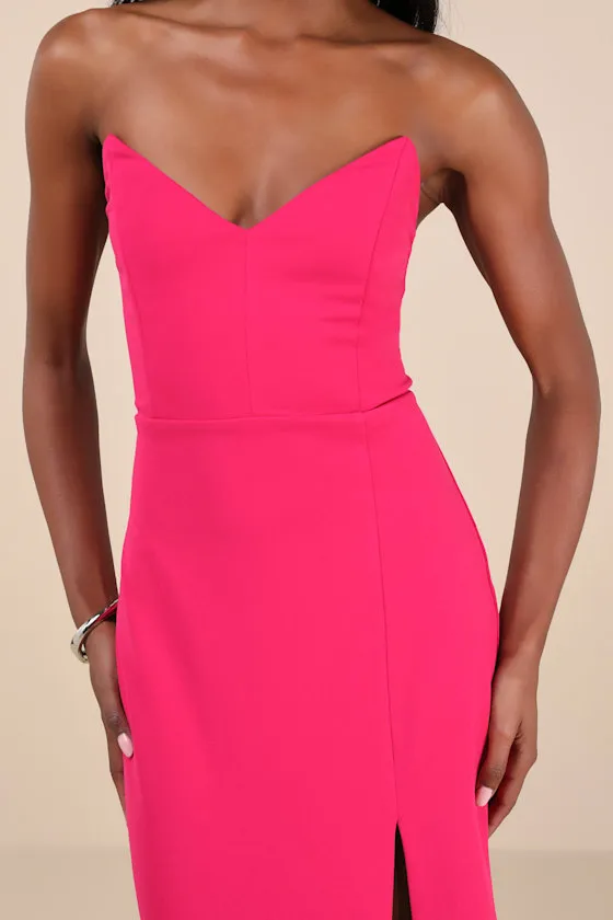 Parveen Hot Pink Strapless Column Maxi Dress sold by Lulus product image thumbnail 4