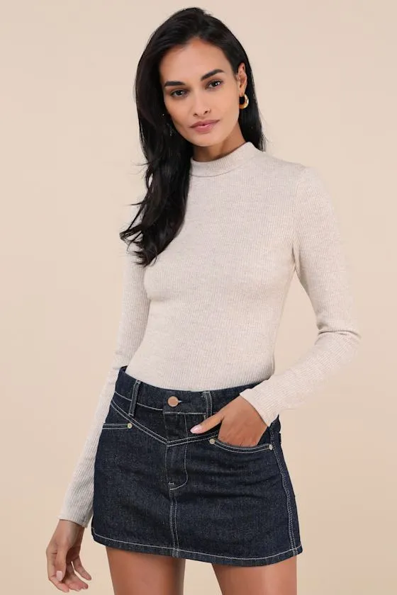 Over the Moon Dark Wash Denim Micro Mini Skirt sold by Lulus product image thumbnail 2