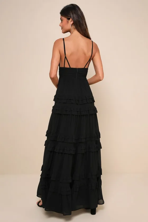 Lavish Perfection Black Ruffled Tiered Maxi Dress sold by Lulus product image thumbnail 2