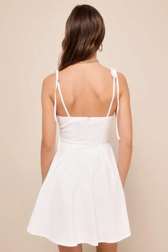 Breezy Aura Ivory Tie-Strap Mini Skater Dress sold by Lulus product image thumbnail 3