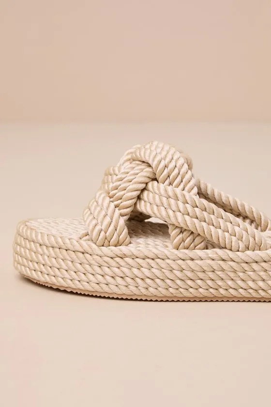 Knotty Natural Rope Flatform Slide Sandals sold by Lulus product image thumbnail 4