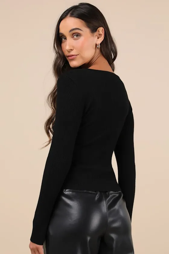 Intriguing Favorite Black Lace-Up Sweater Top sold by Lulus product image thumbnail 3