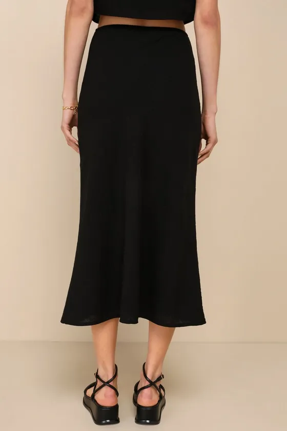 Pleasant Poise Black High-Rise A-Line Midi Skirt sold by Lulus product image thumbnail 3