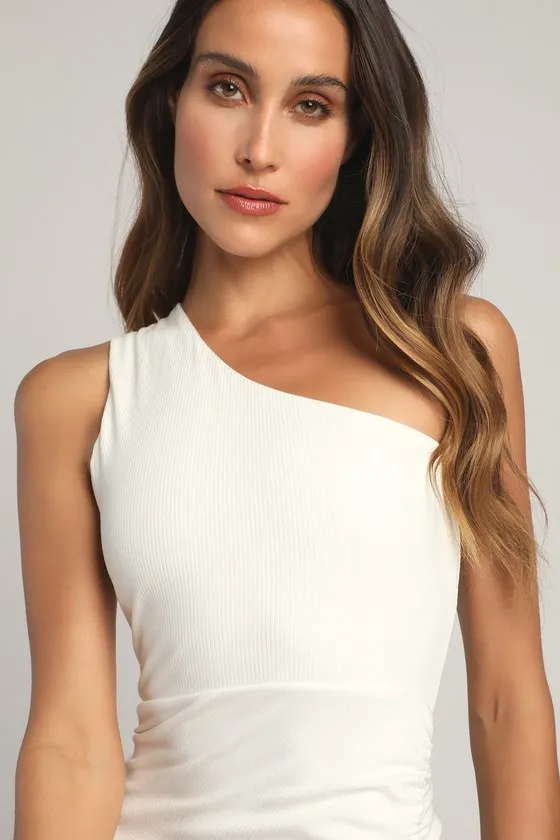 Centered on Style White One-Shoulder Bodycon Midi Dress sold by Lulus product image thumbnail 4