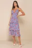 Adorable Obsession Blue Floral Print Lurex Tiered Midi Dress sold by Lulus