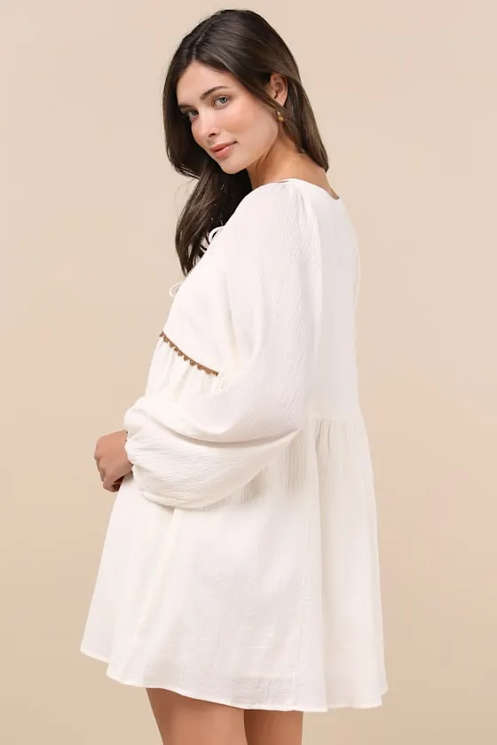 Exceptionally Dreamy Ivory Embroidered Mini Shift Dress sold by Lulus product image thumbnail 2