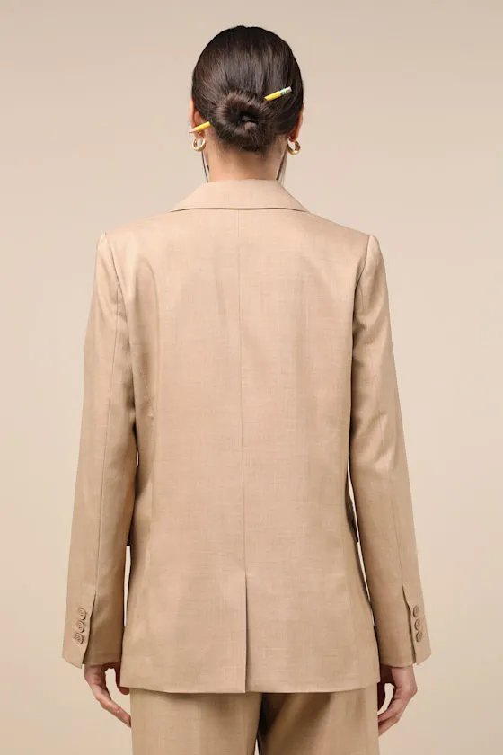 Bold Poise Tan Button-Front Blazer sold by Lulus product image thumbnail 4