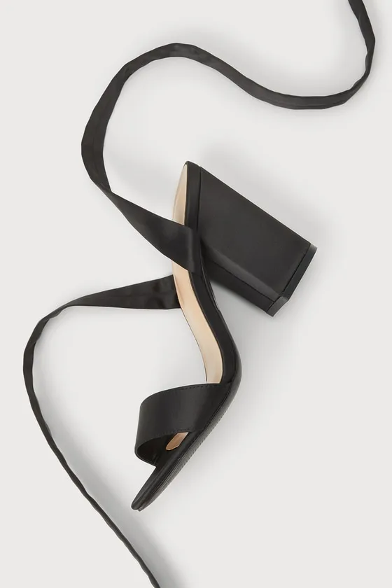 Alta Black Satin Lace-Up Heels sold by Lulus product image thumbnail 2