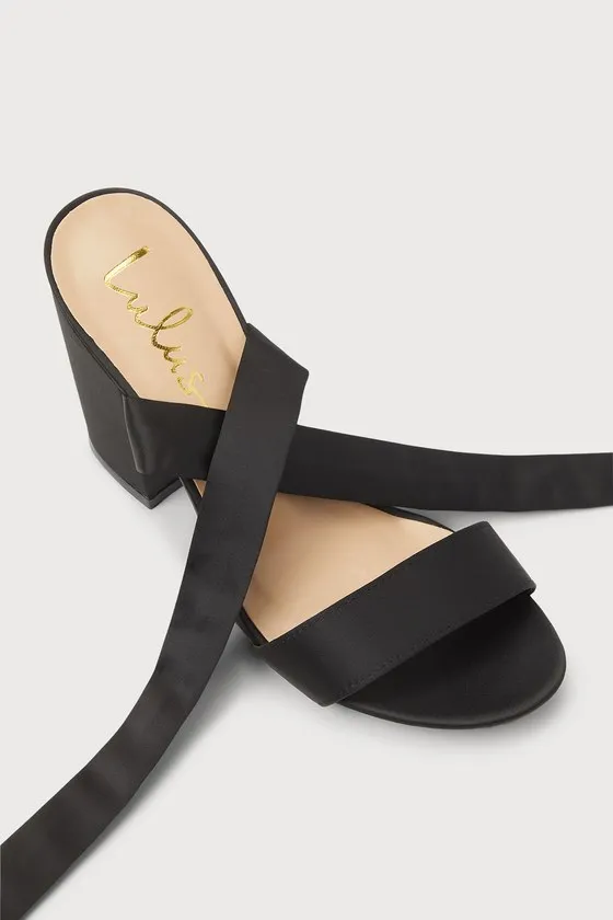 Alta Black Satin Lace-Up Heels sold by Lulus product image thumbnail 3