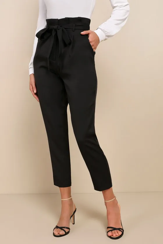 With Confidence Black Paper Bag Waist Pants sold by Lulus product image thumbnail 2