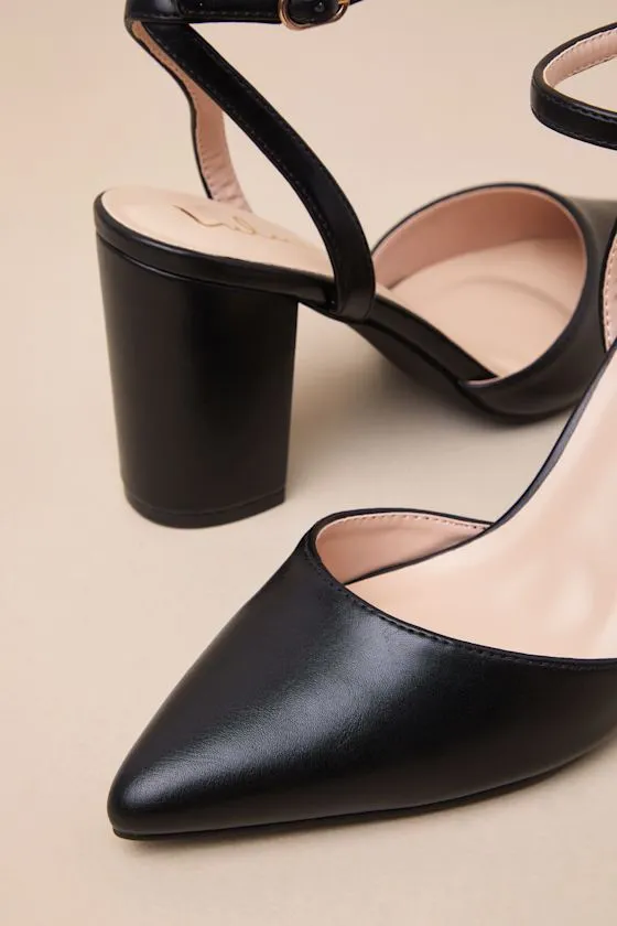 Embley Black Pointed-Toe Ankle Strap Pumps sold by Lulus product image thumbnail 3
