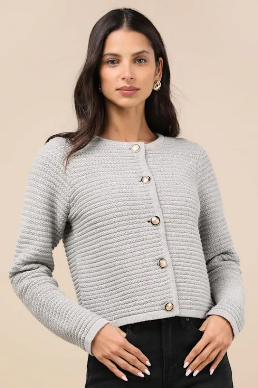 Coziest Chic Grey Textured Cardigan sold by Lulus