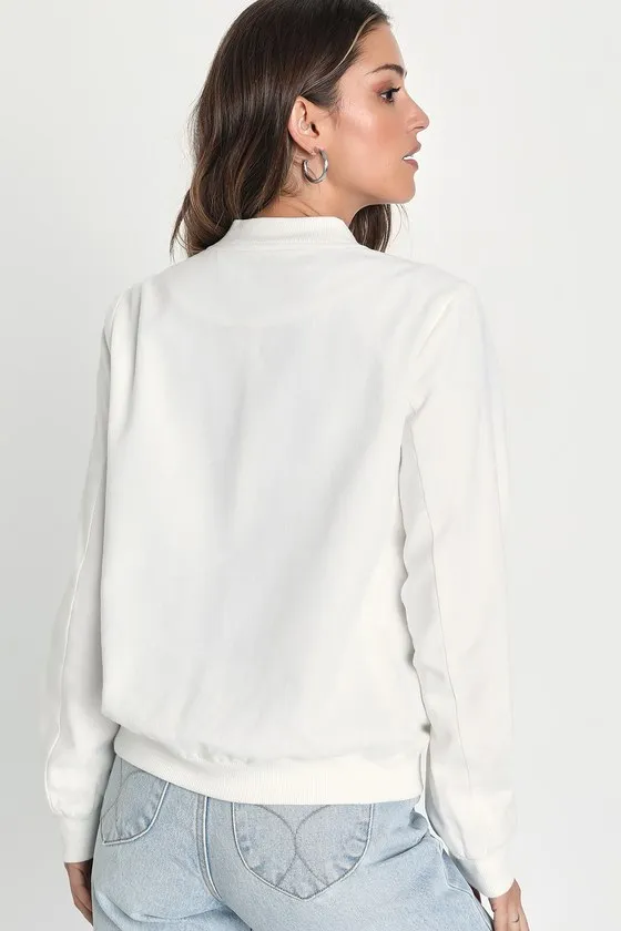 Coolest Energy Ivory Bomber Jacket sold by Lulus product image thumbnail 2