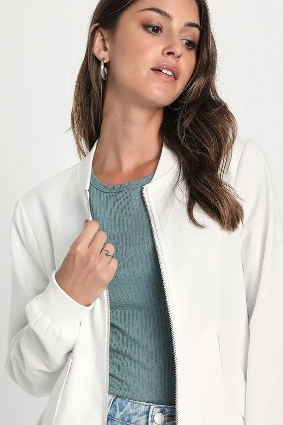 Coolest Energy Ivory Bomber Jacket sold by Lulus product image thumbnail 4