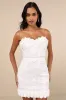 Ideal Party White Sequin Strapless 3D Floral Mini Dress sold by Lulus