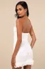 Ideal Party White Sequin Strapless 3D Floral Mini Dress sold by Lulus