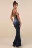 Immensely Luxe Navy Blue Velour Backless Mermaid Maxi Dress sold by Lulus